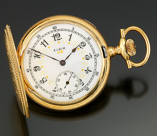 Gold Fancy Dial Elgin Pocket Watch
