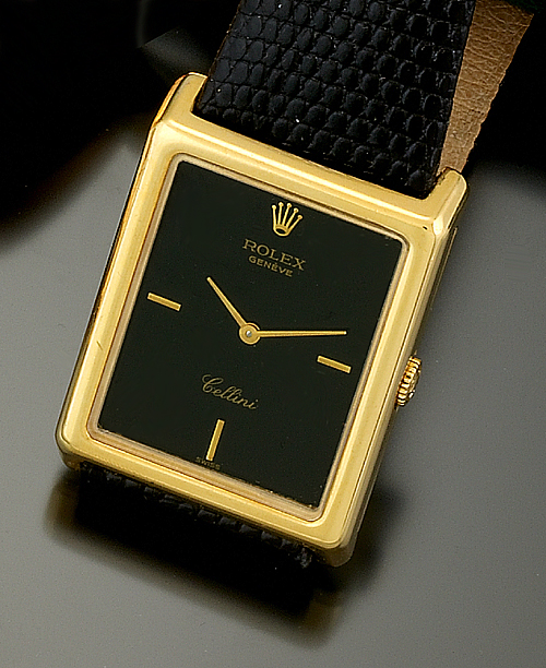 Gold Rolex Watch with Black Dial