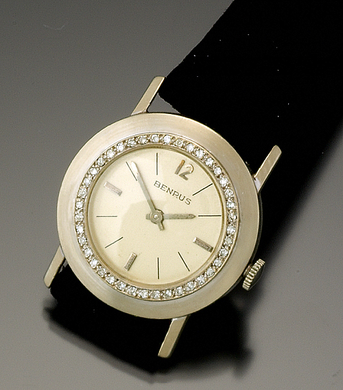 Ladies White Gold Diamond Bezel Benrus Watch