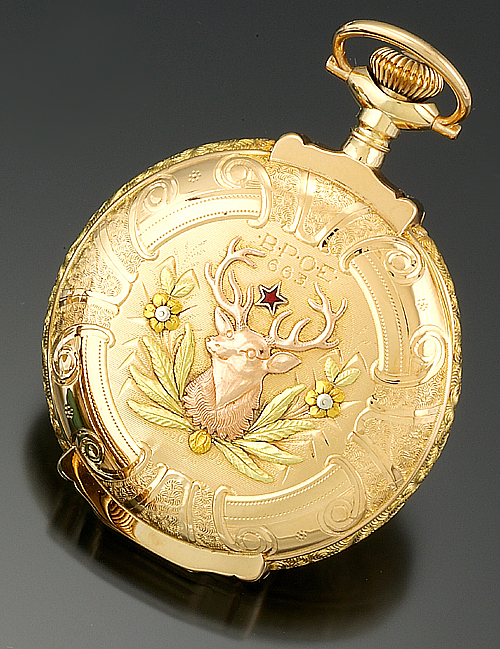 B.P.O.E. Multicolor Gold Illinois Pocket Watch