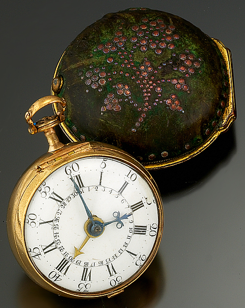 Fisher Early Verge with Date Pair Cased Open Face Pocket Watch